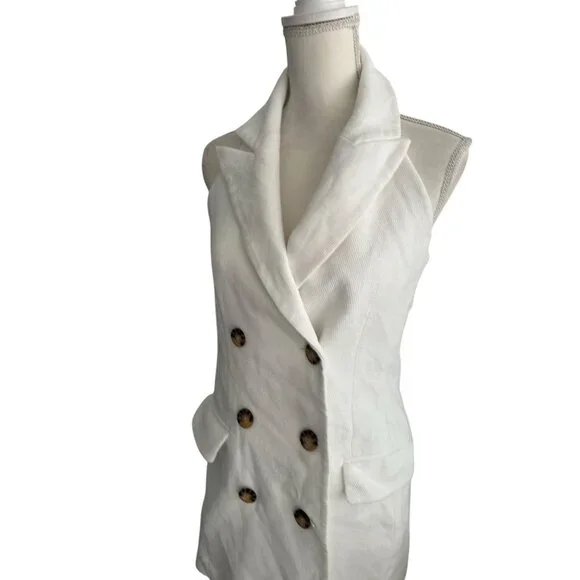 VERONICA BEARD White Halter Button Blazer Dress Size 6 - Picture 5 of 7